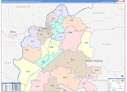 Parkersburg-Vienna Metro Area Wall Map Color Cast Style